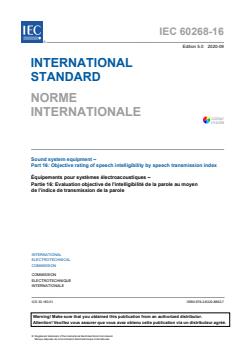 IEC 60268-16:2020 IEC 60268-16:2020 - Sound system equipment - Part 16: Objective rating of speech intelligibility by speech transmission index - Page 3 preview