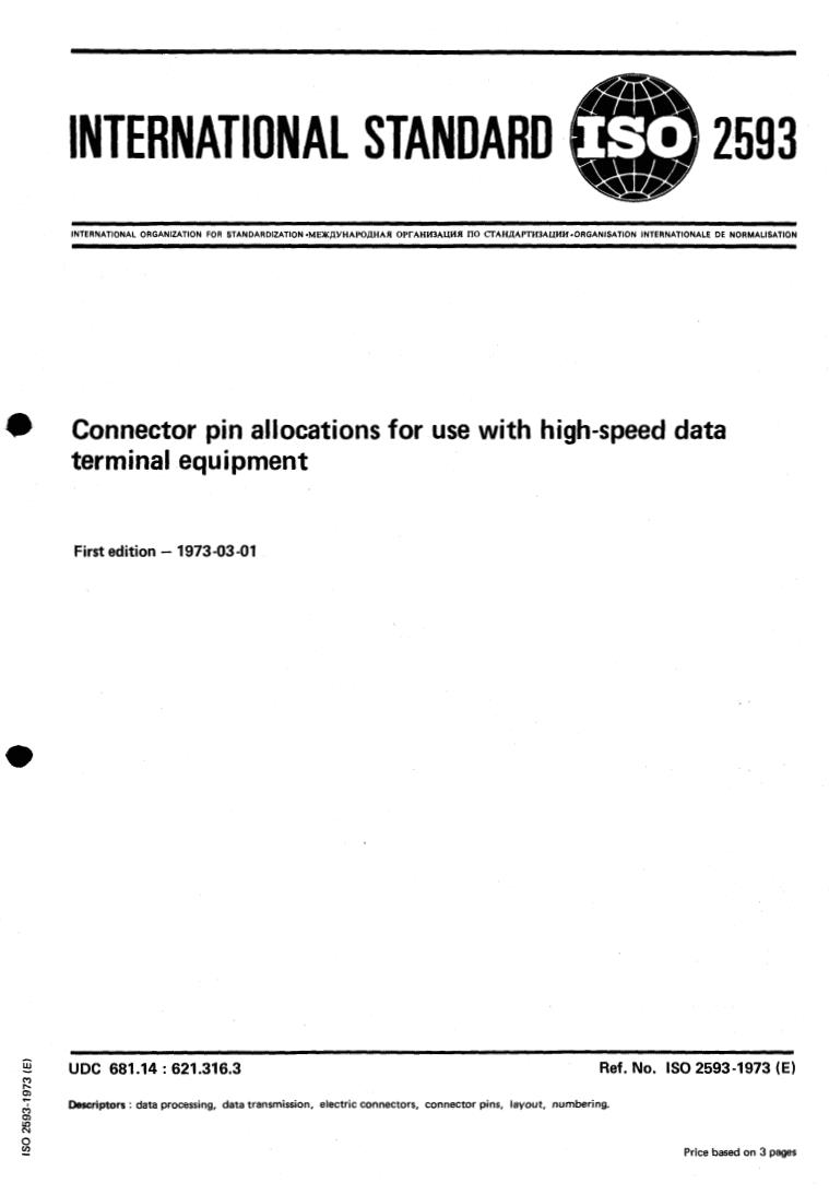 ISO 2593:1973 - Title missing - Legacy paper document
Released:1/1/1973