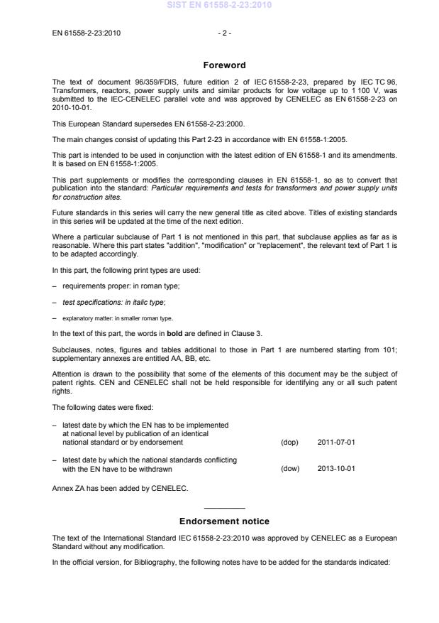 EN 61558-2-23:2010 EN 61558-2-23:2010 - Page 4 preview