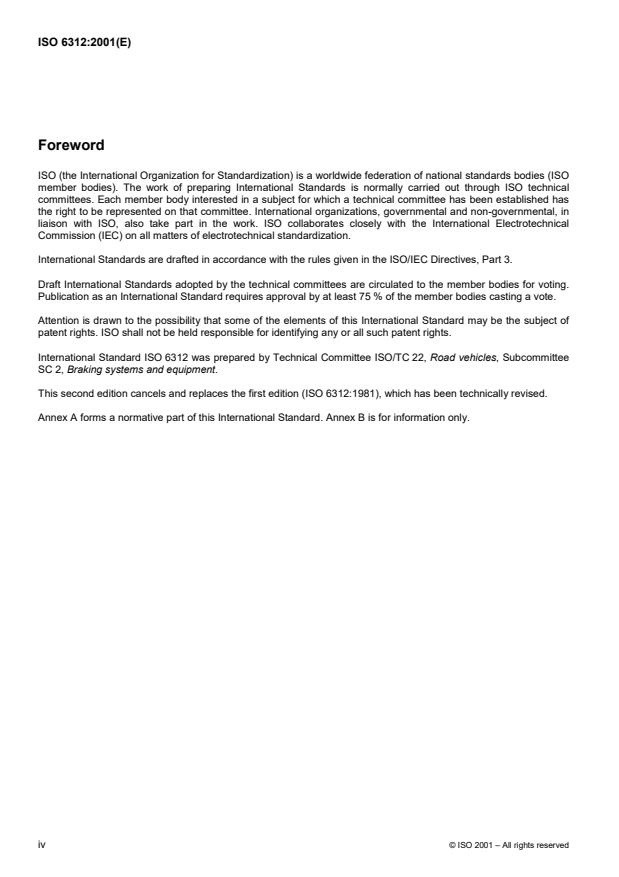 ISO 6312:2001 ISO 6312:2001 - Road vehicles -- Brake linings -- Shear test procedure for disc brake pad and drum brake shoe assemblies - Page 4 preview