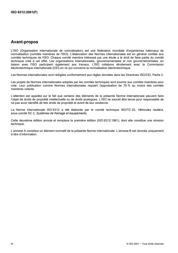 ISO 6312:2001 ISO 6312:2001 - Véhicules routiers -- Garnitures de freins -- Méthode d'essai au cisaillement des ensembles de plaquettes de freins a disque et segments de freins a tambour - Page 4 preview