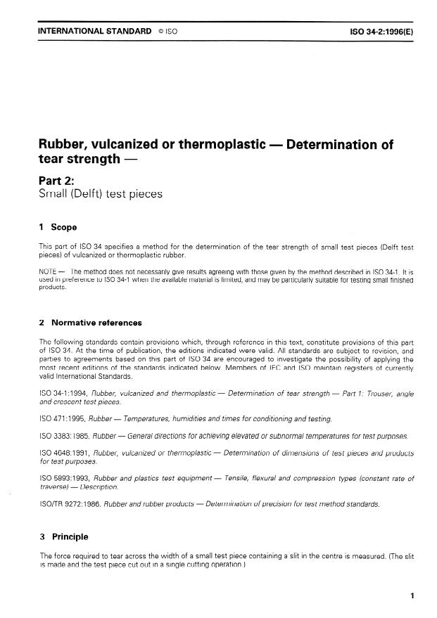 ISO 34-2:1996 - Rubber, vulcanized or thermoplastic -- Determination of tear strength