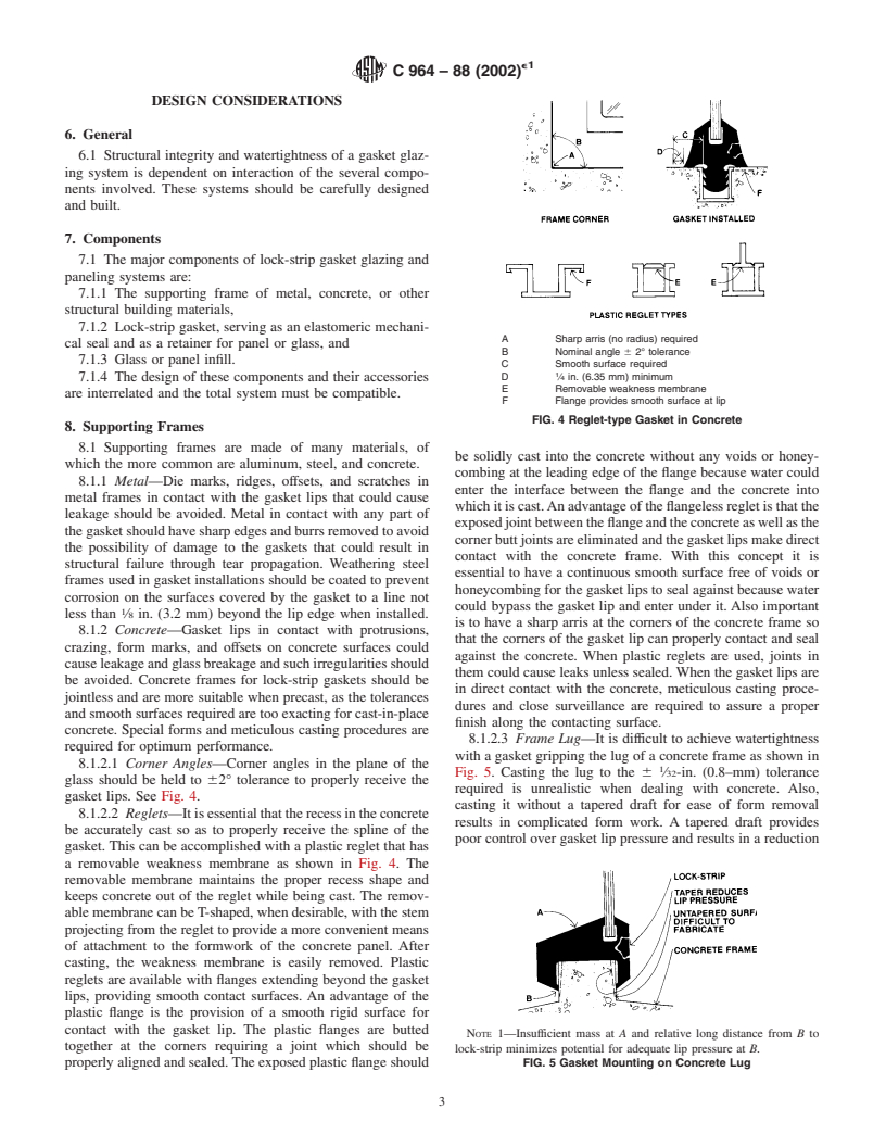 ASTM C964-88(2002)e1 - Standard Guide for Lock-Strip Gasket Glazing