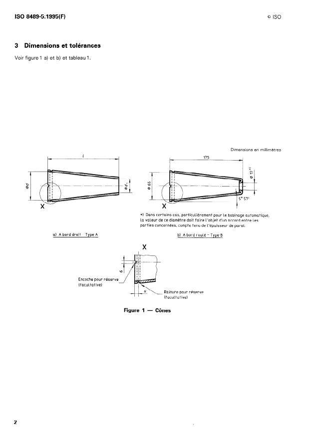 ISO 8489-5:1995 ISO 8489-5:1995 - Matériel pour l'industrie textile — Cônes pour bobinage croisé — Partie 5: Dimensions, tolérances et désignation des cônes avec demi-angle au sommet de 5 degrés 57'
Released:12/21/1995 - Page 4 preview