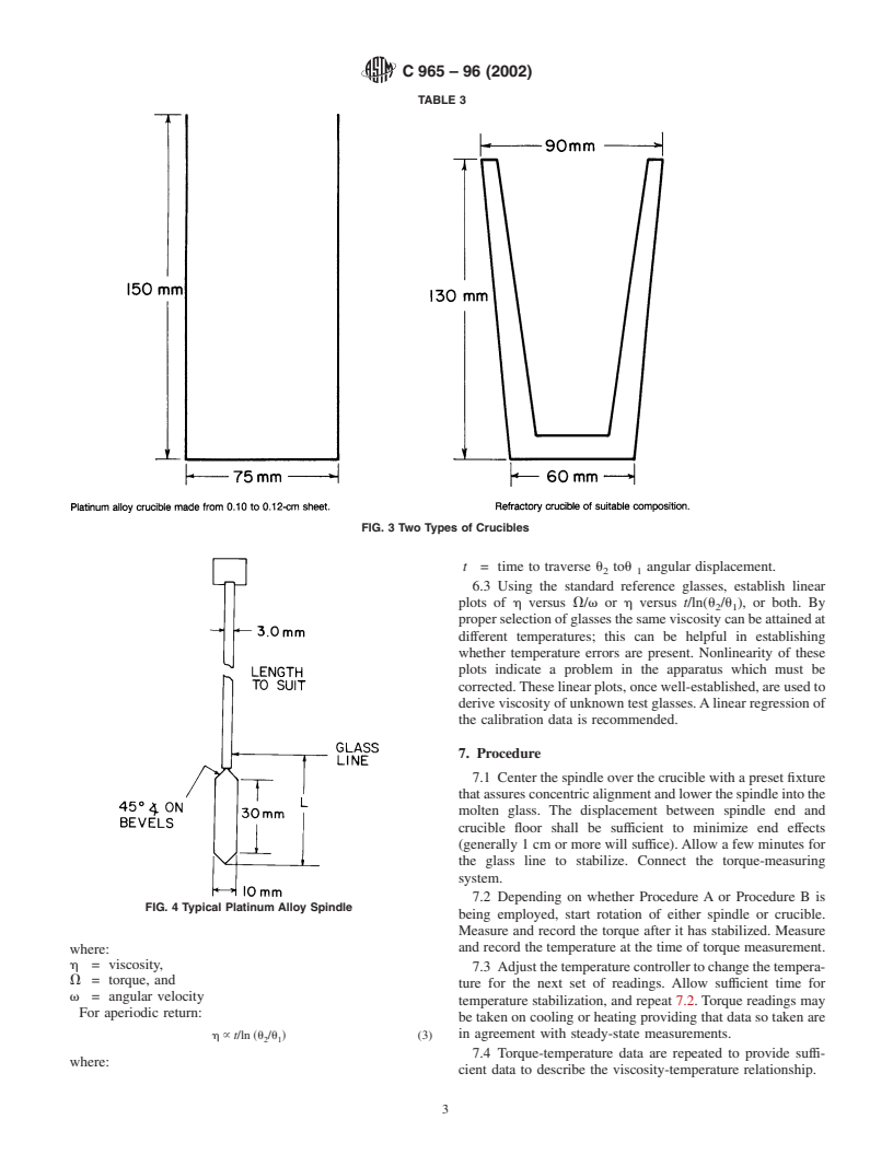 ASTM C965-96(2002) - Standard Practice for Measuring Viscosity of Glass Above the Softening Point