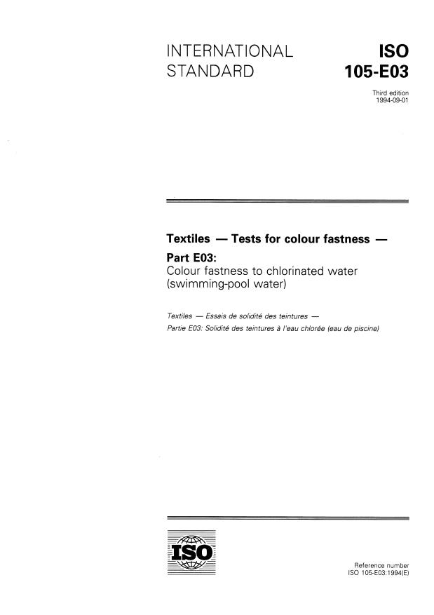 ISO 105-E03:1994 - Textiles -- Tests for colour fastness