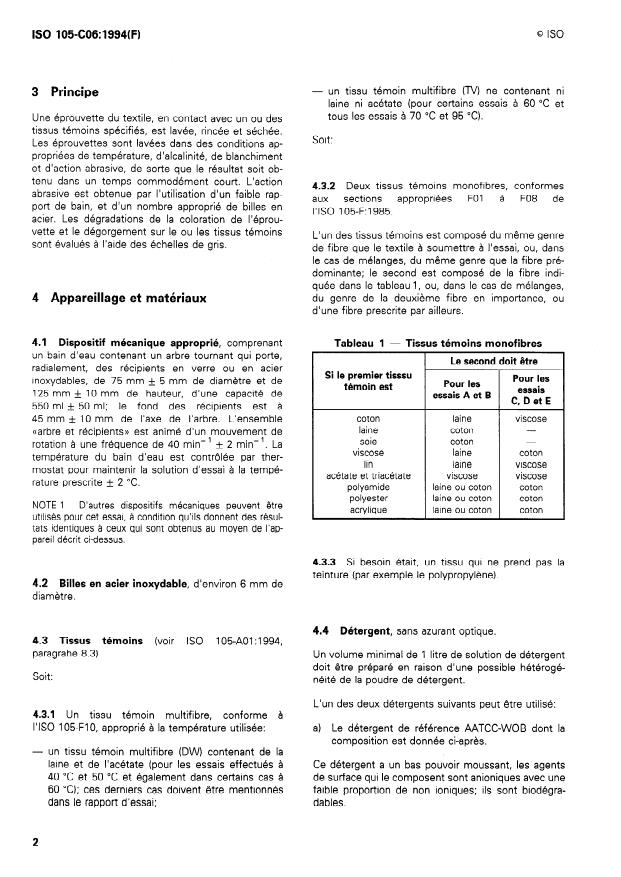 ISO 105-C06:1994 ISO 105-C06:1994 - Textiles -- Essais de solidité des teintures - Page 4 preview