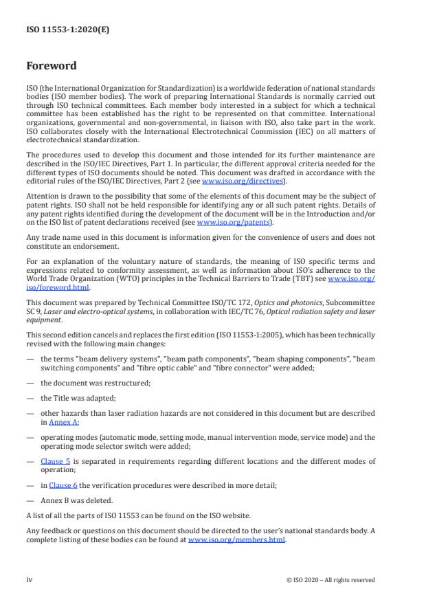 ISO 11553-1:2020 ISO 11553-1:2020 - Safety of machinery - Laser processing machines - Part 1: Laser safety requirements - Page 4 preview