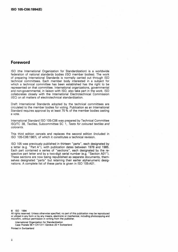 ISO 105-C06:1994 ISO 105-C06:1994 - Textiles -- Tests for colour fastness - Page 2 preview