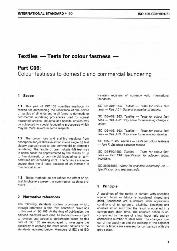 ISO 105-C06:1994 - Textiles -- Tests for colour fastness