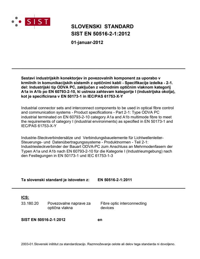 SIST EN 50516-2-1:2012