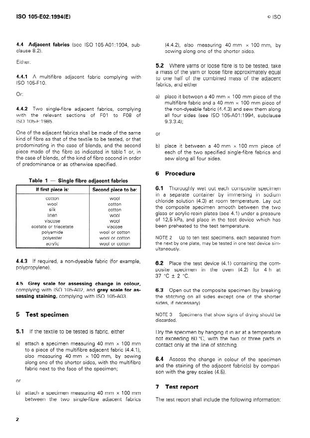 ISO 105-E02:1994 ISO 105-E02:1994 - Textiles -- Tests for colour fastness - Page 4 preview