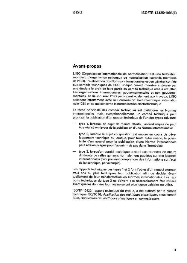 ISO/TR 13425:1995 - Guide pour la sélection des méthodes statistiques en normalisation et en spécifications