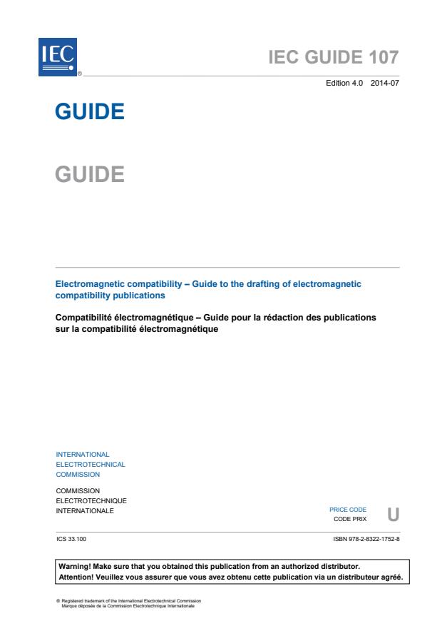 IEC GUIDE 107:2014 - Electromagnetic compatibility - Guide to the drafting of electromagnetic compatibility publications