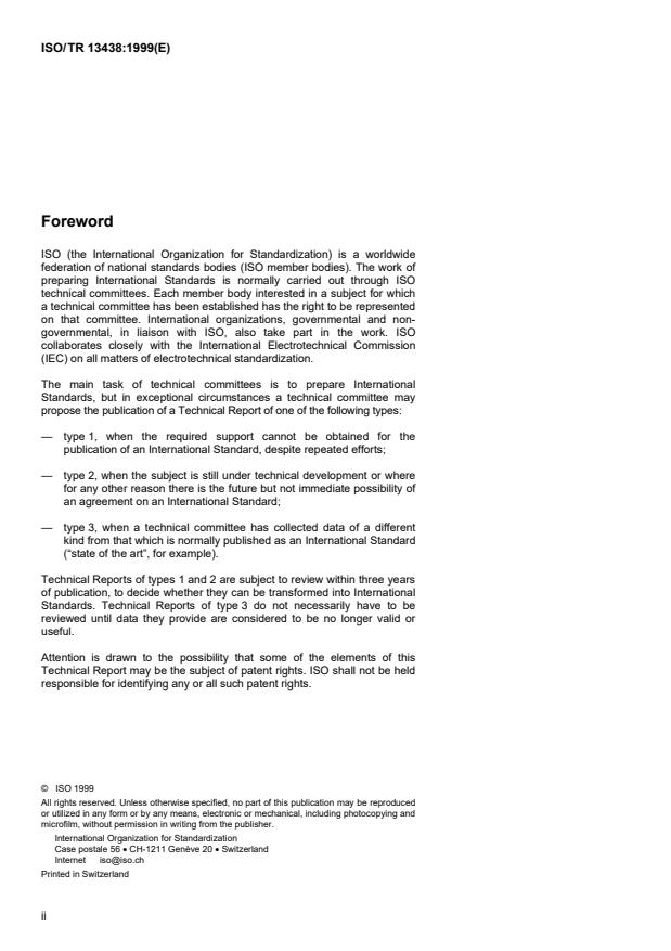 ISO/TR 13438:1999 ISO/TR 13438:1999 - Geotextiles and geotextile-related products— Screening test method for determining the resistance to oxidation at elevated oxygen pressure - Page 2 preview