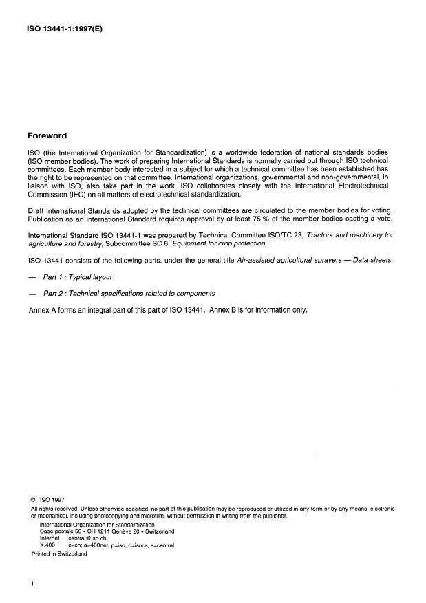ISO 13441-1:1997 ISO 13441-1:1997 - Air-assisted agricultural sprayers — Data sheets — Part 1: Typical layout
Released:8/21/1997 - Page 2 preview