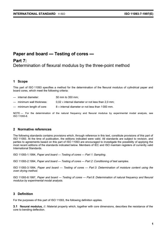ISO 11093-7:1997 - Paper and board -- Testing of cores
