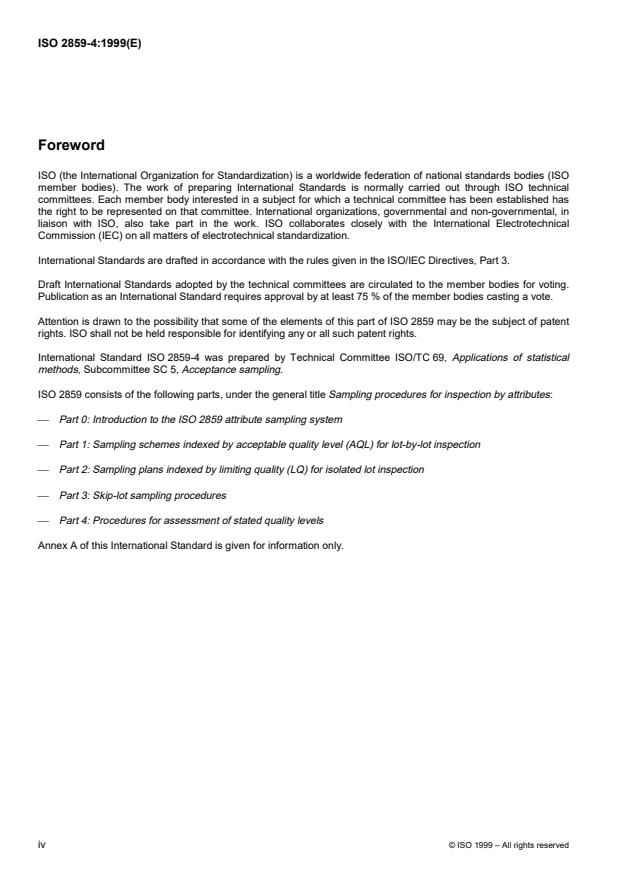 ISO 2859-4:1999 ISO 2859-4:1999 - Sampling procedures for inspection by attributes - Page 4 preview