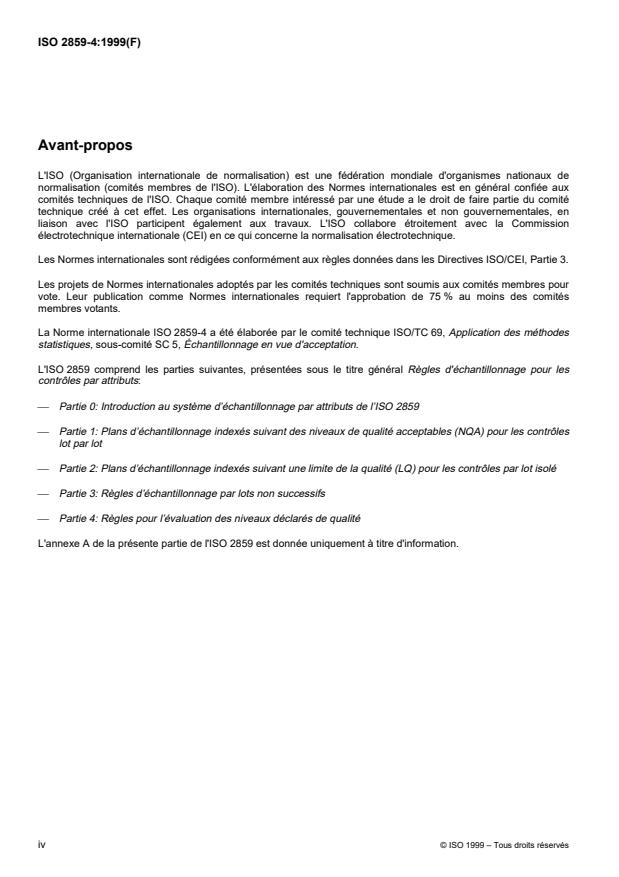 ISO 2859-4:1999 ISO 2859-4:1999 - Regles d'échantillonnage pour les contrôles par attributs - Page 4 preview