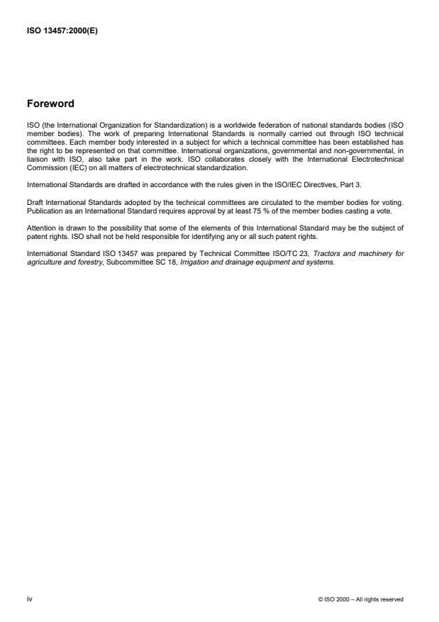 ISO 13457:2000 ISO 13457:2000 - Agricultural irrigation equipment -- Water-driven chemical injector pumps - Page 4 preview