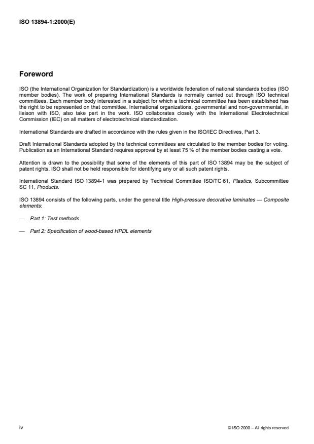 ISO 13894-1:2000 ISO 13894-1:2000 - High-pressure decorative laminates -- Composite elements - Page 4 preview