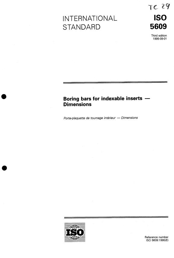 ISO 5609:1995 - Boring bars for indexable inserts -- Dimensions