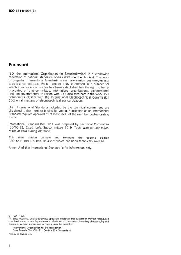 ISO 5611:1995 ISO 5611:1995 - Cartridges, type A, for indexable inserts -- Dimensions - Page 2 preview