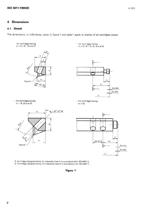 ISO 5611:1995 ISO 5611:1995 - Cartridges, type A, for indexable inserts -- Dimensions - Page 4 preview