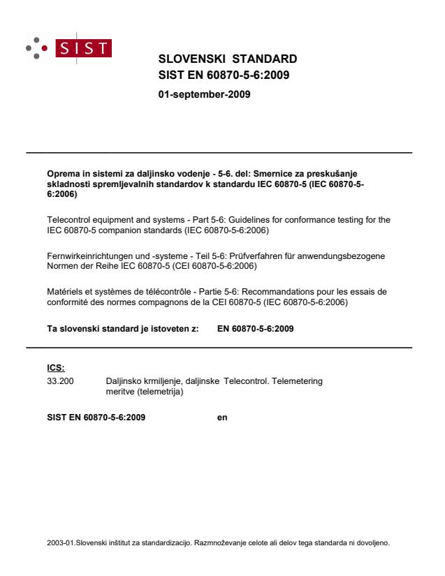 EN 60870-5-6:2009 EN 60870-5-6:2009 - Page 1 preview