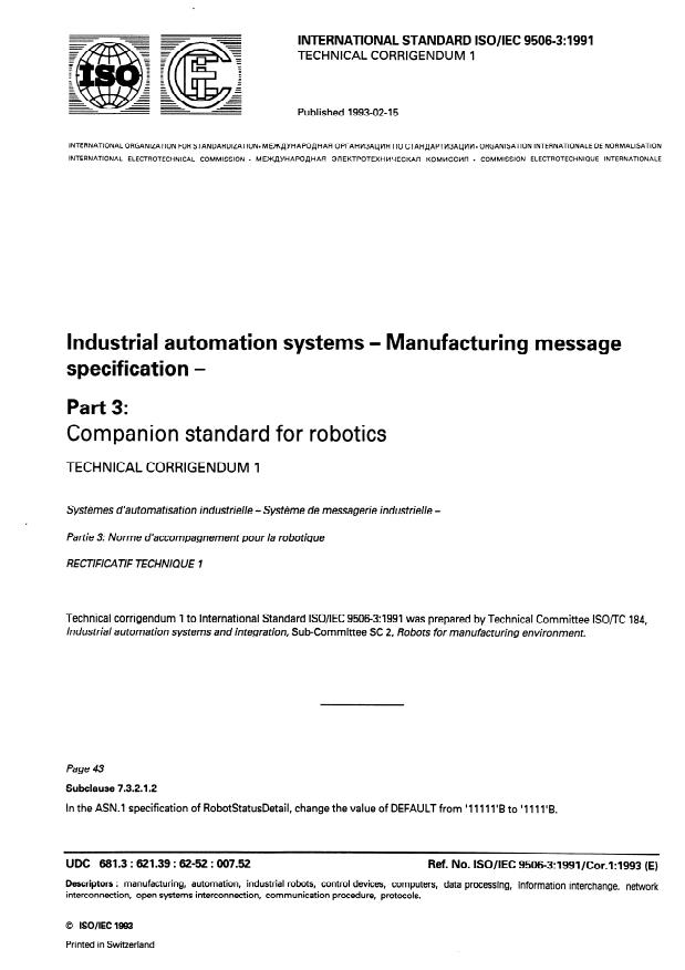 ISO/IEC 9506-3:1991/Cor 1:1993