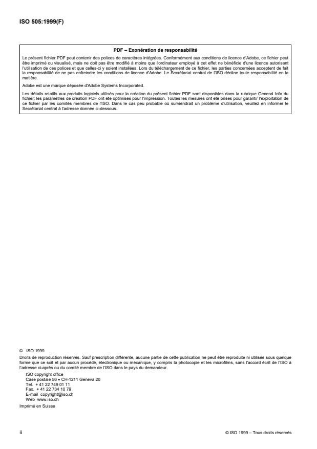 ISO 505:1999 ISO 505:1999 - Courroies transporteuses -- Méthode de détermination de la résistance a la propagation d'une déchirure dans les courroies transporteuses a carcasse textile - Page 2 preview