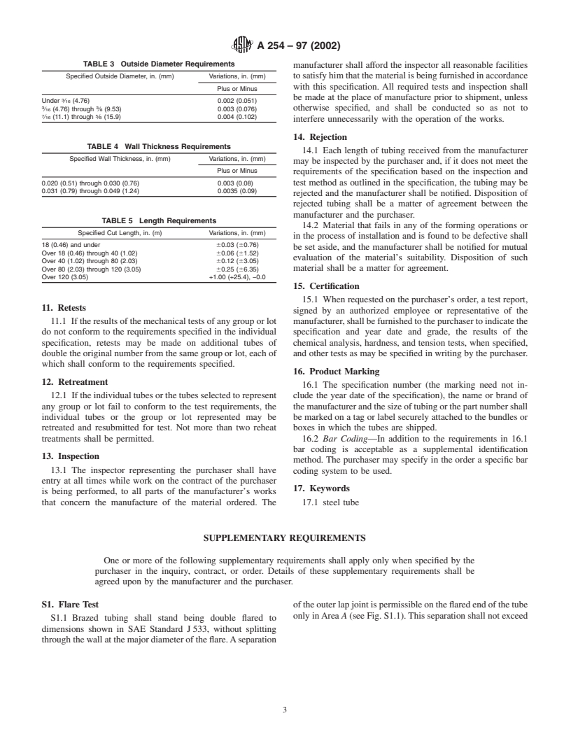 ASTM A254-97(2002) - Standard Specification for Copper-Brazed Steel Tubing