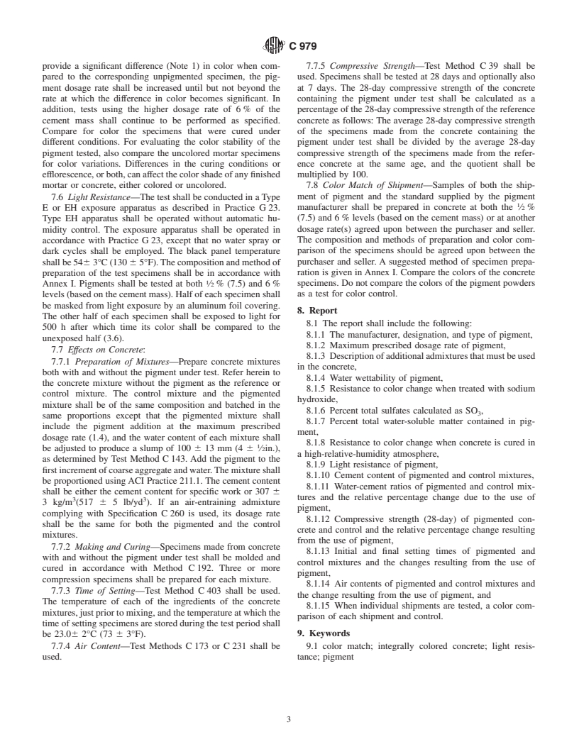 ASTM C979-99 - Standard Specification for Pigments for Integrally Colored Concrete