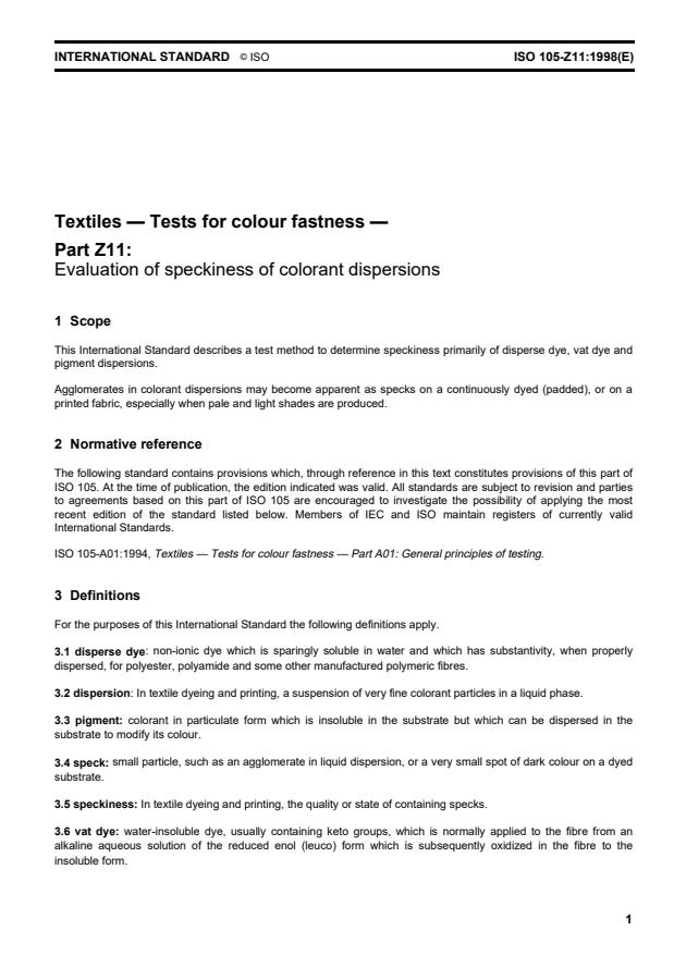 ISO 105-Z11:1998 - Textiles -- Tests for colour fastness