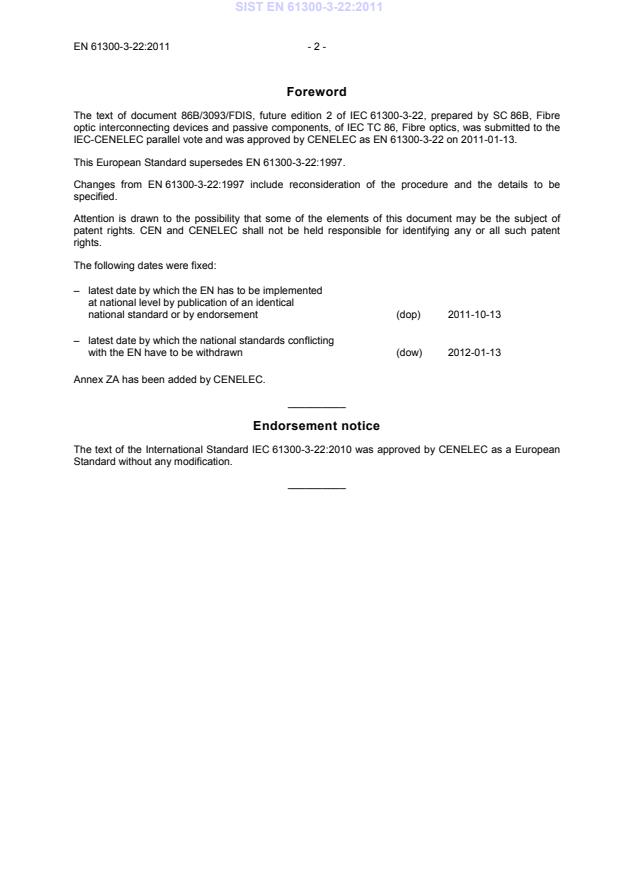 SIST EN 61300-3-22:2011 SIST EN 61300-3-22:2011 - Page 4 preview