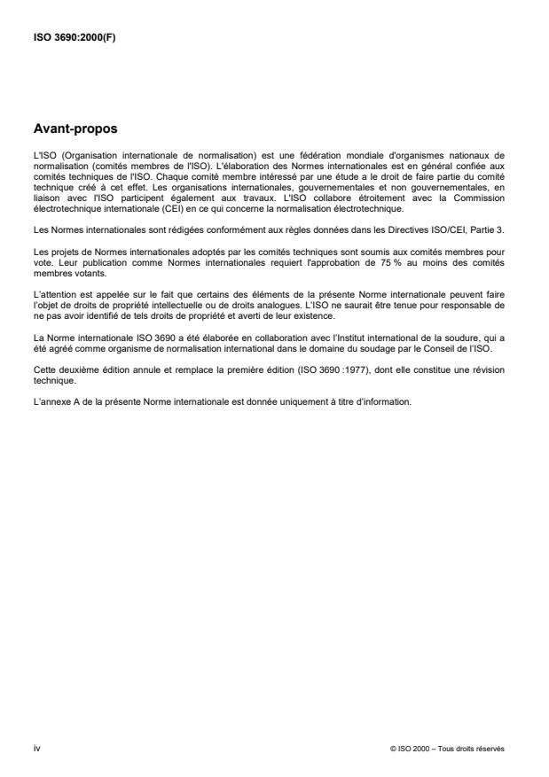 ISO 3690:2000 ISO 3690:2000 - Soudage et techniques connexes -- Détermination de la teneur en hydrogene dans le métal fondu pour le soudage a l'arc des aciers ferritiques - Page 4 preview