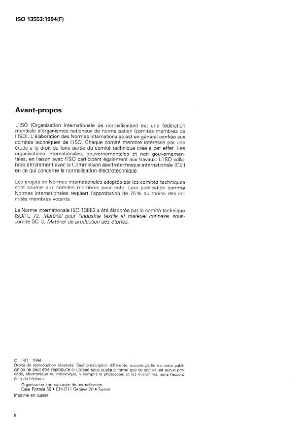 ISO 13553:1994 ISO 13553:1994 - Matériel pour l'industrie textile -- Ensouples de tissage -- Caractéristiques dimensionnelles de raccordement pour changement automatisé des ensouples - Page 2 preview