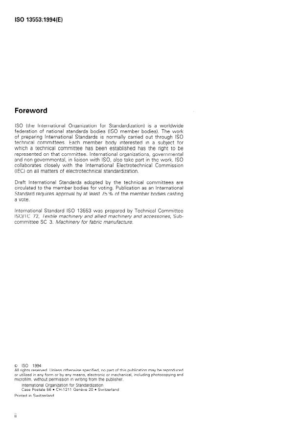 ISO 13553:1994 ISO 13553:1994 - Textile machinery and accessories -- Weaver's beams -- Specification for connections for automation of beam changing - Page 2 preview