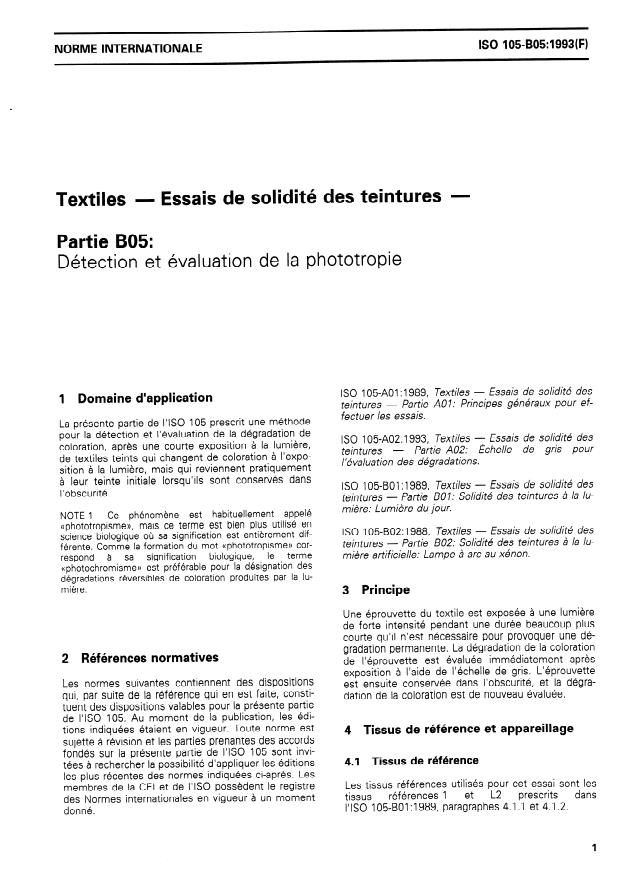 ISO 105-B05:1993 - Textiles -- Essais de solidité des teintures