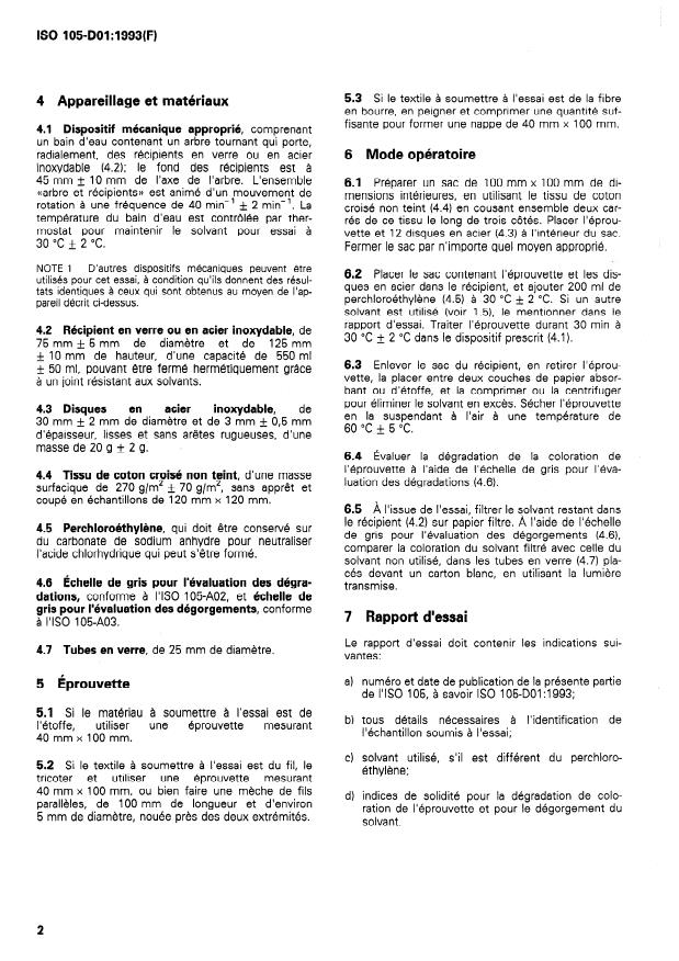 ISO 105-D01:1993 ISO 105-D01:1993 - Textiles -- Essais de solidité des teintures - Page 4 preview