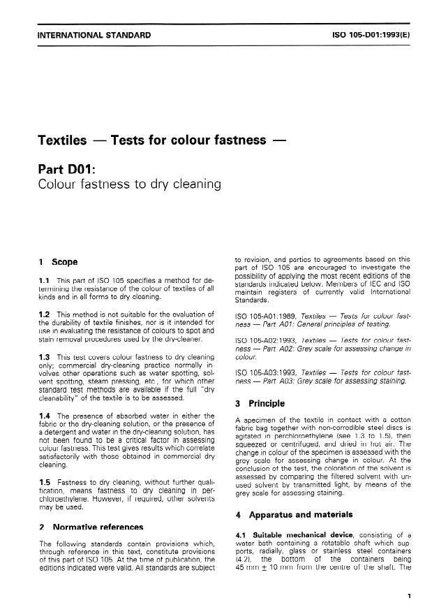 ISO 105-D01:1993 - Textiles -- Tests for colour fastness