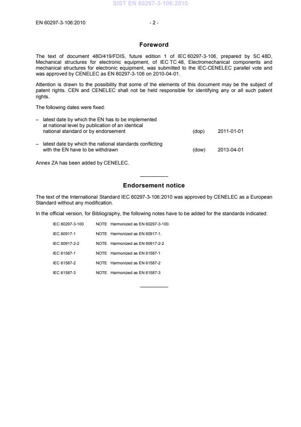 EN 60297-3-106:2010 EN 60297-3-106:2010 - Page 4 preview