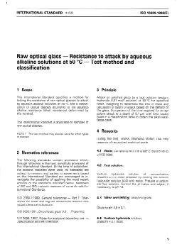 ISO 10629:1996 ISO 10629:1996 - Raw optical glass — Resistance to attack by aqueous alkaline solutions at 50 degrees C — Test method and classification
Released:7/11/1996 - Page 3 preview