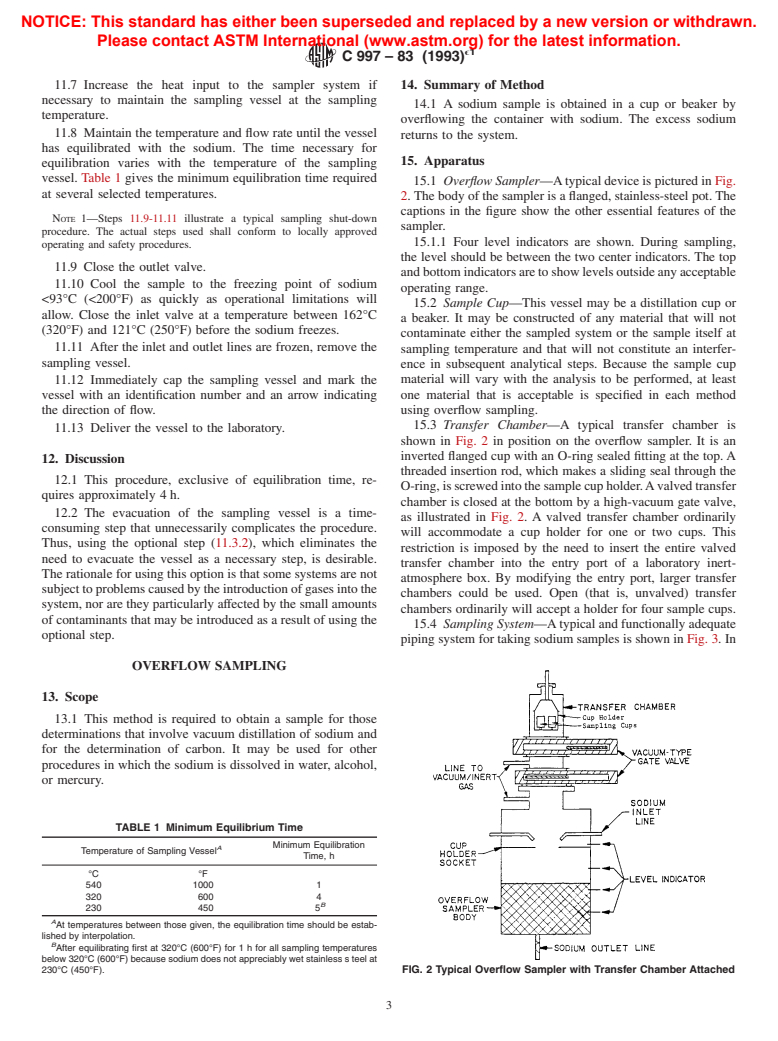 ASTM C997-83(1993)e1 - Test Methods for Chemical and Instrumental Analysis of Nuclear-Grade Sodium and Cover Gas (Withdrawn 1999)