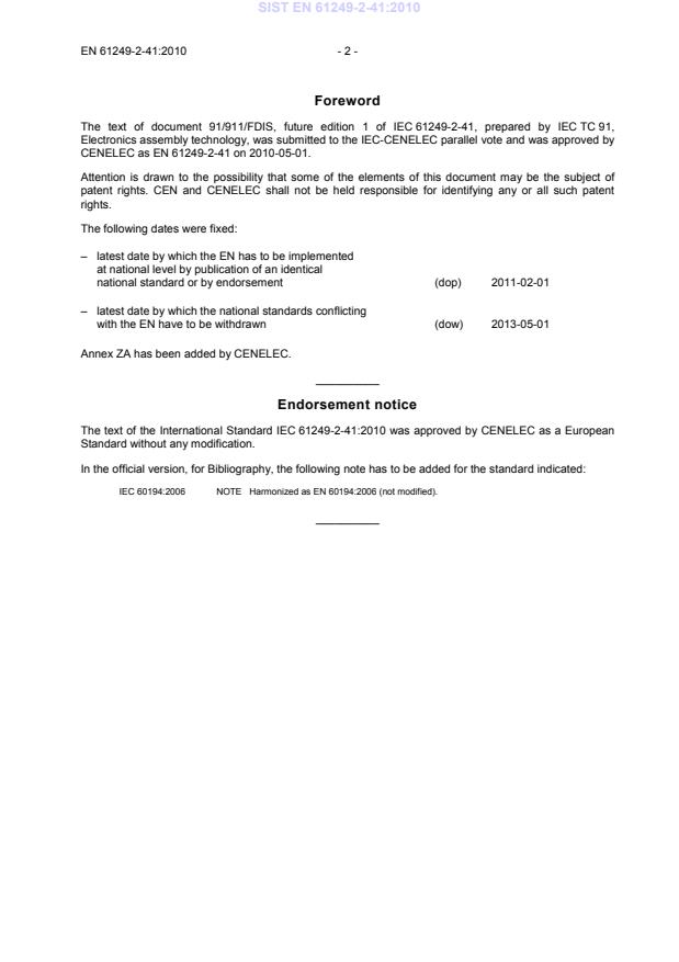 EN 61249-2-41:2010 EN 61249-2-41:2010 - Page 4 preview