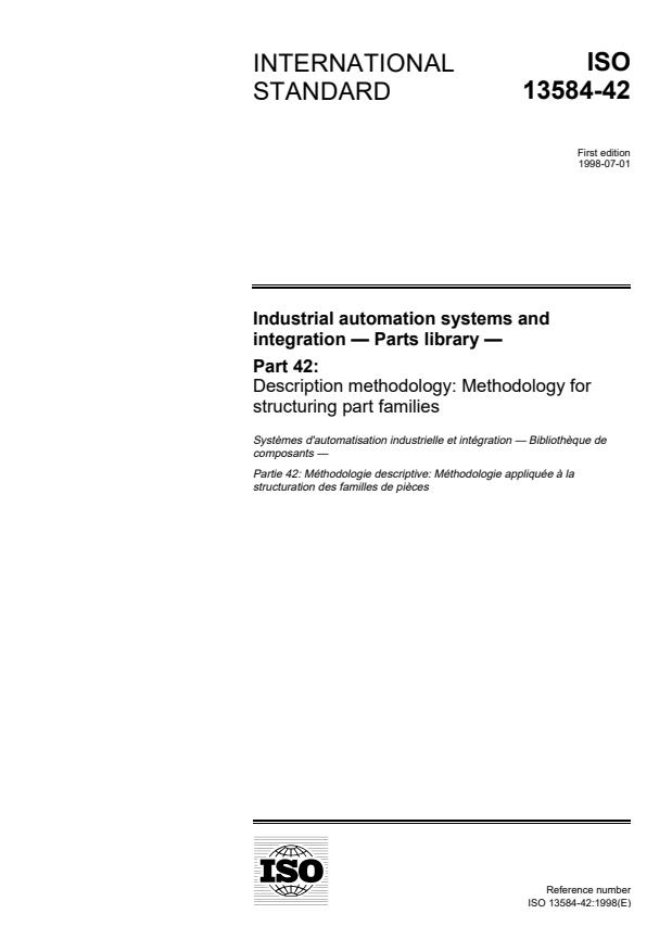 ISO 13584-42:1998 - Industrial automation systems and integration -- Parts library
