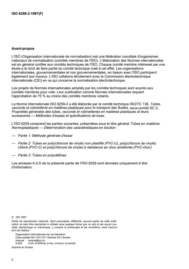ISO 6259-2:1997 ISO 6259-2:1997 - Tubes en matieres thermoplastiques -- Détermination des caractéristiques en traction - Page 2 preview