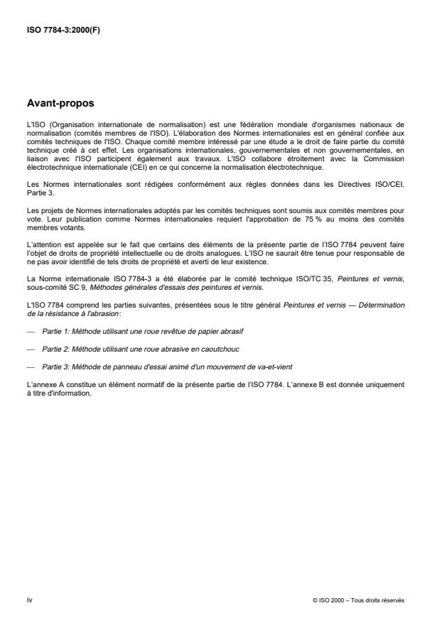 ISO 7784-3:2000 ISO 7784-3:2000 - Peintures et vernis -- Détermination de la résistance a l'abrasion - Page 4 preview