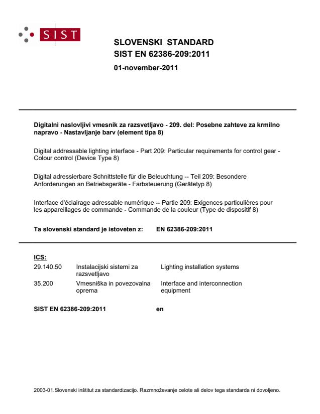EN 62386-209:2011 - POZOR: k standardu spada še Zip datoteko (pdf attachments). BARVE