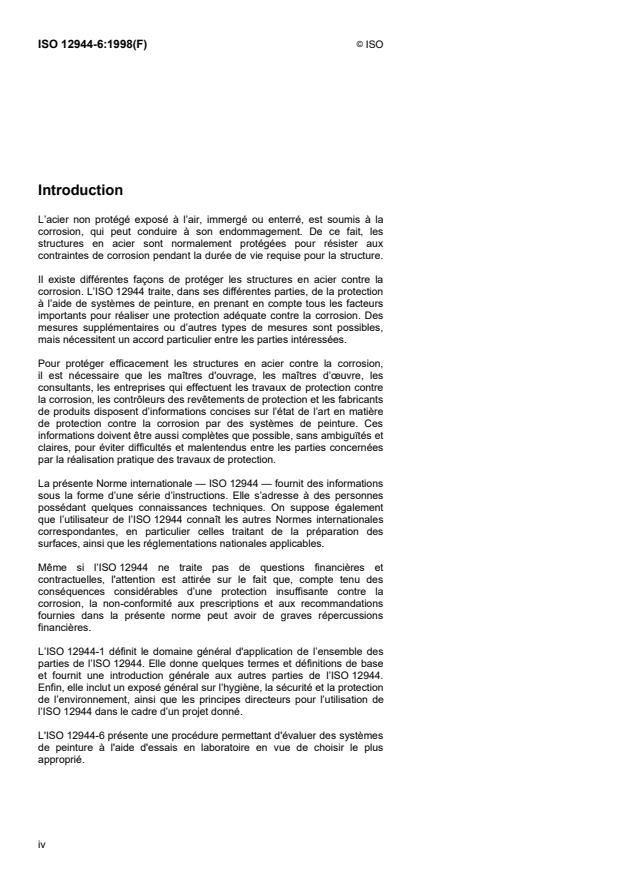 ISO 12944-6:1998 ISO 12944-6:1998 - Peintures et vernis -- Anticorrosion des structures en acier par systemes de peinture - Page 4 preview